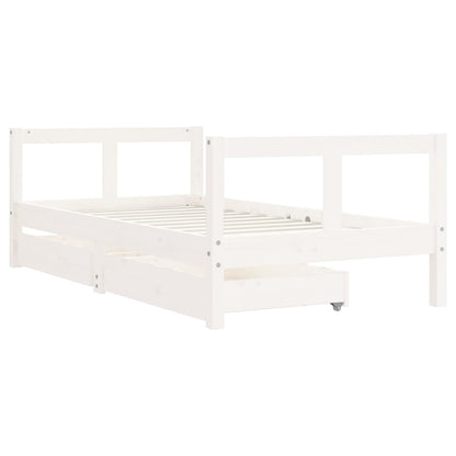 Kinderbedframe met lades 80x160 cm massief grenenhout wit