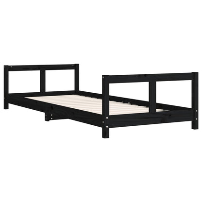 Kinderbedframe 80x200 cm massief grenenhout zwart