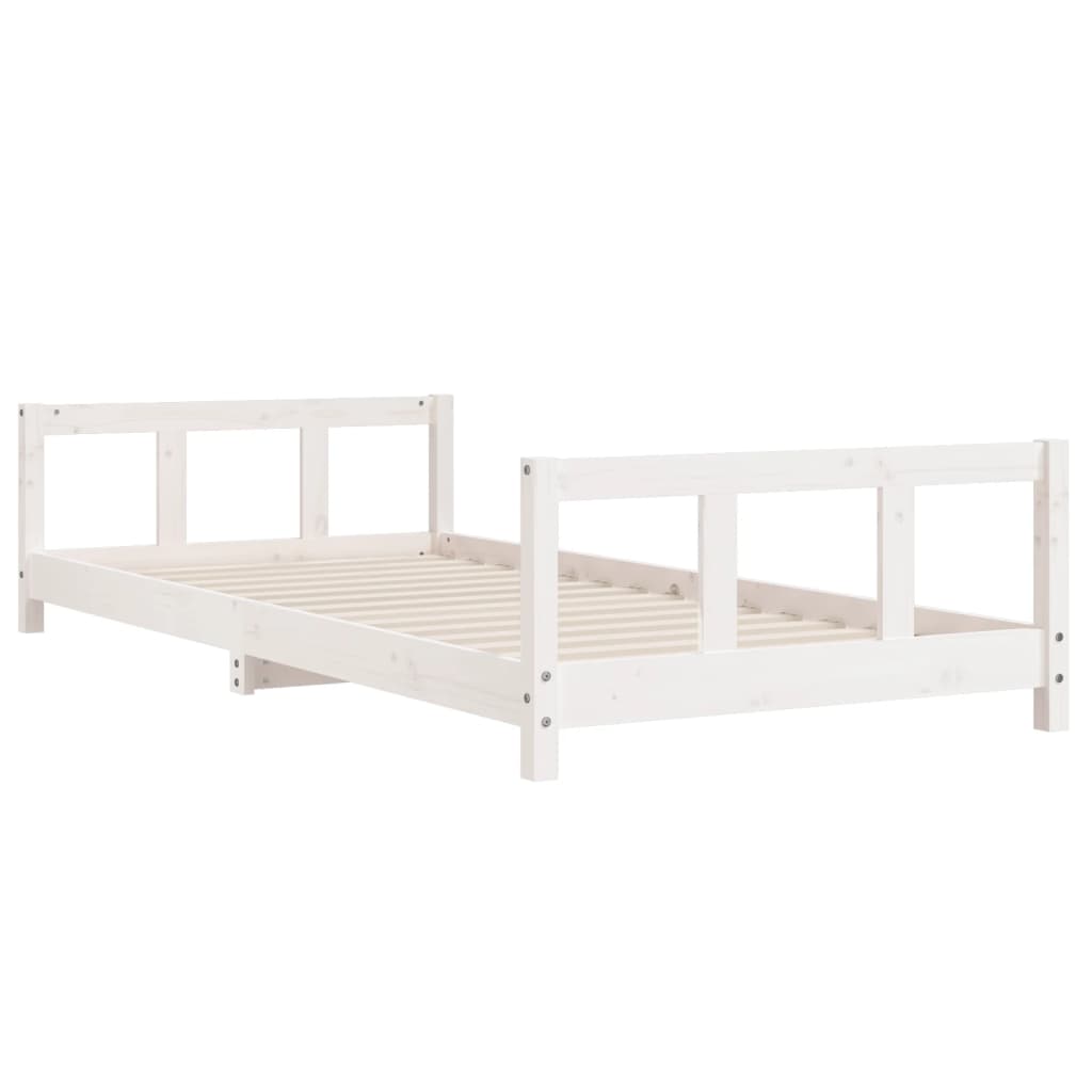 Kinderbedframe 90x200 cm massief grenenhout wit