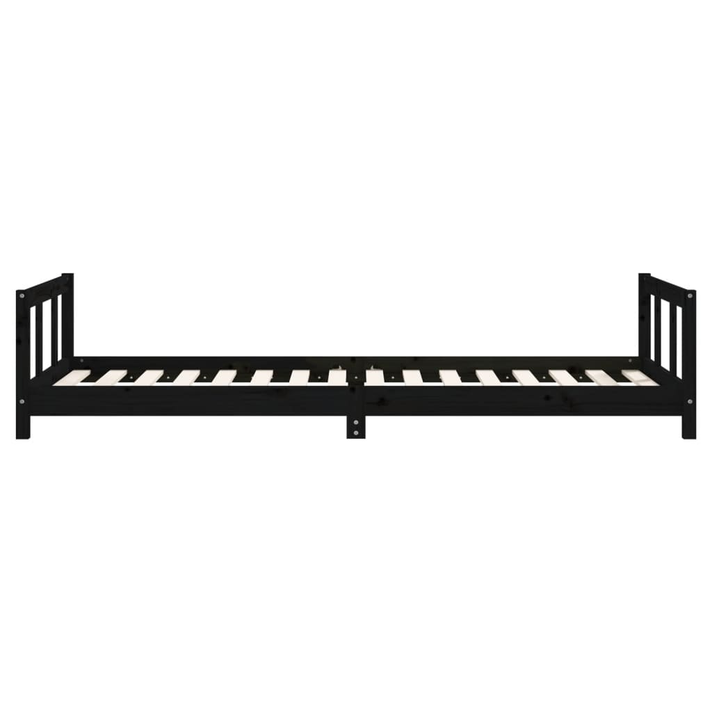 Kinderbedframe 90x200 cm massief grenenhout zwart