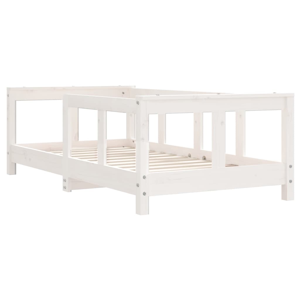 Kinderbedframe 70x140 cm massief grenenhout wit