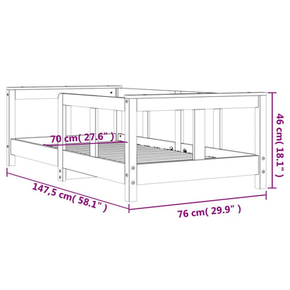 Kinderbedframe 70x140 cm massief grenenhout wit