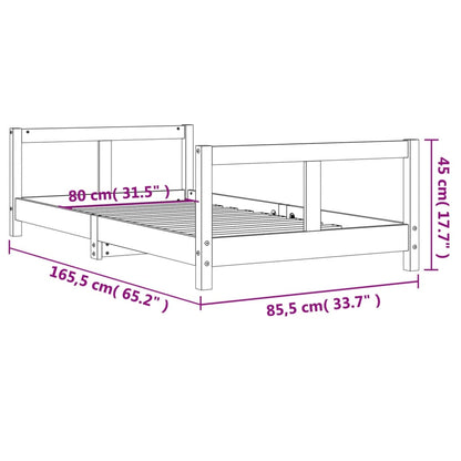 Kinderbedframe 80x160 cm massief grenenhout zwart