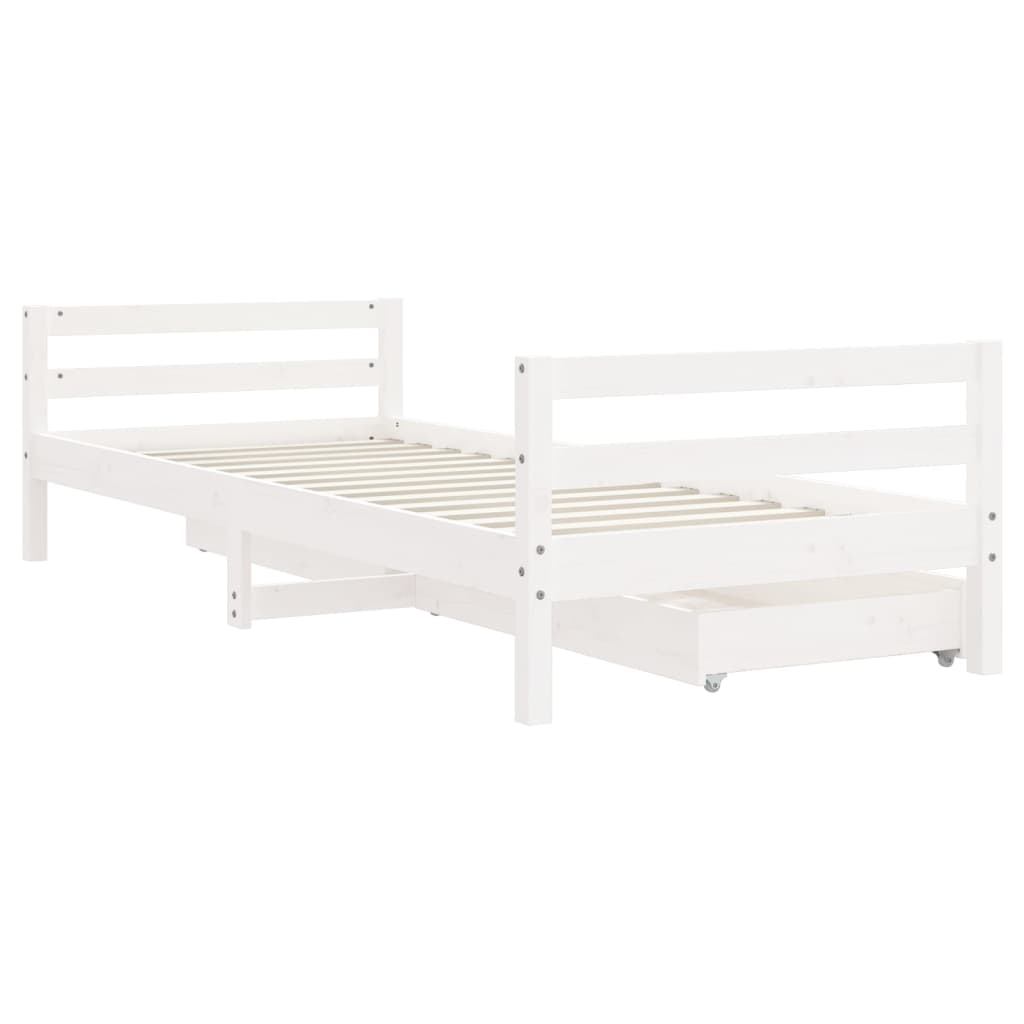 Kinderbedframe met lades 80x200 cm massief grenenhout wit