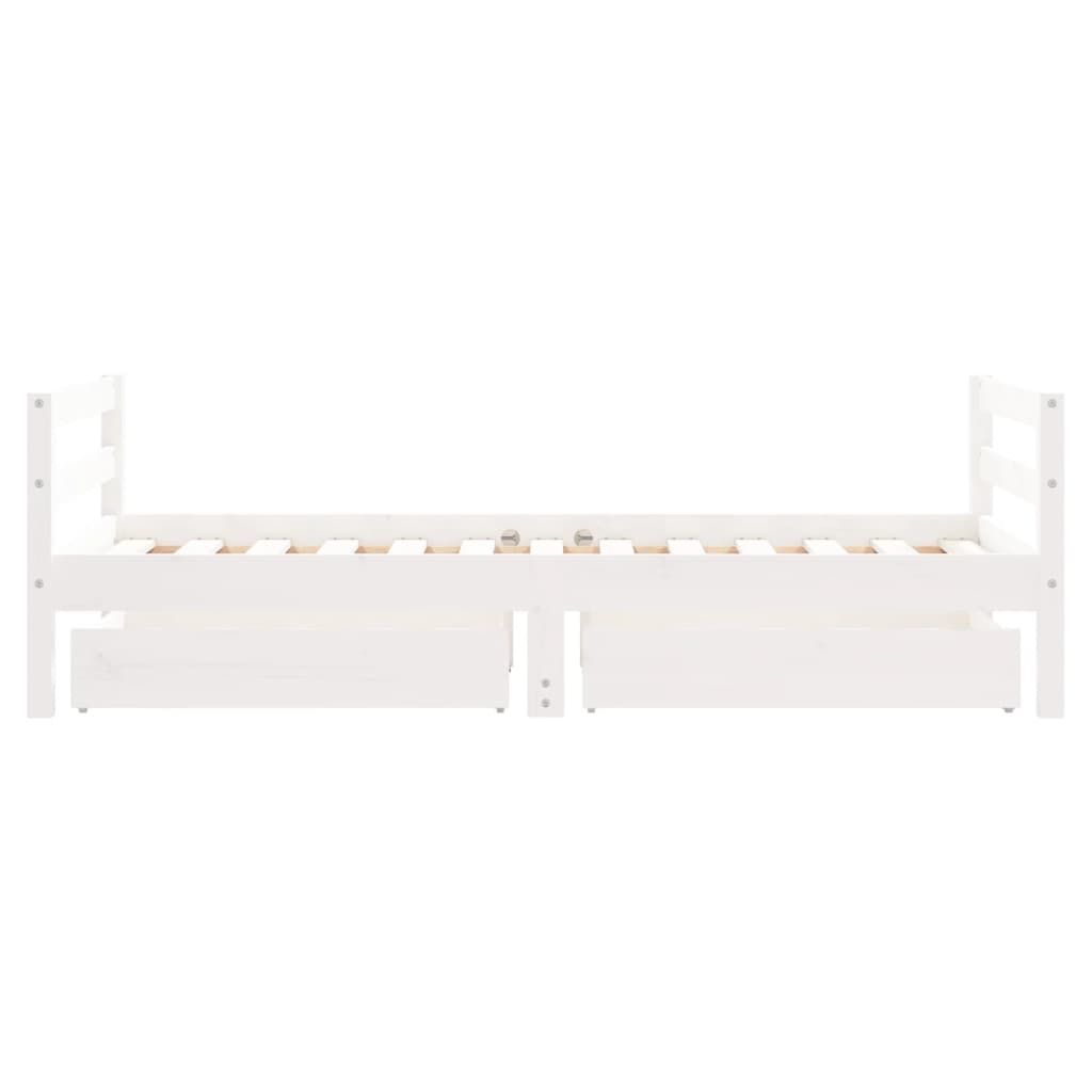 Kinderbedframe met lades 80x160 cm massief grenenhout wit