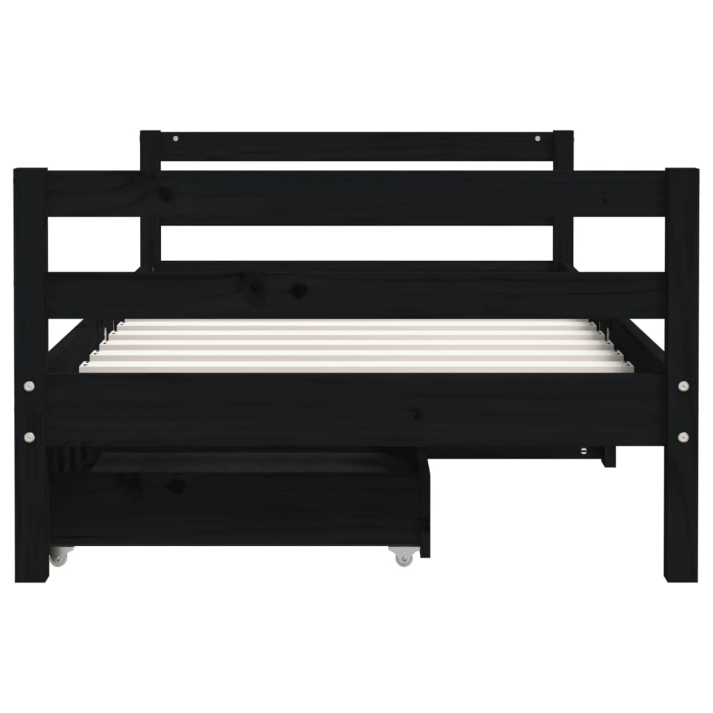 Kinderbedframe met lades 80x160 cm massief grenenhout zwart