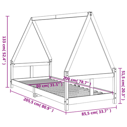 Kinderbedframe 80x200 cm massief grenenhout