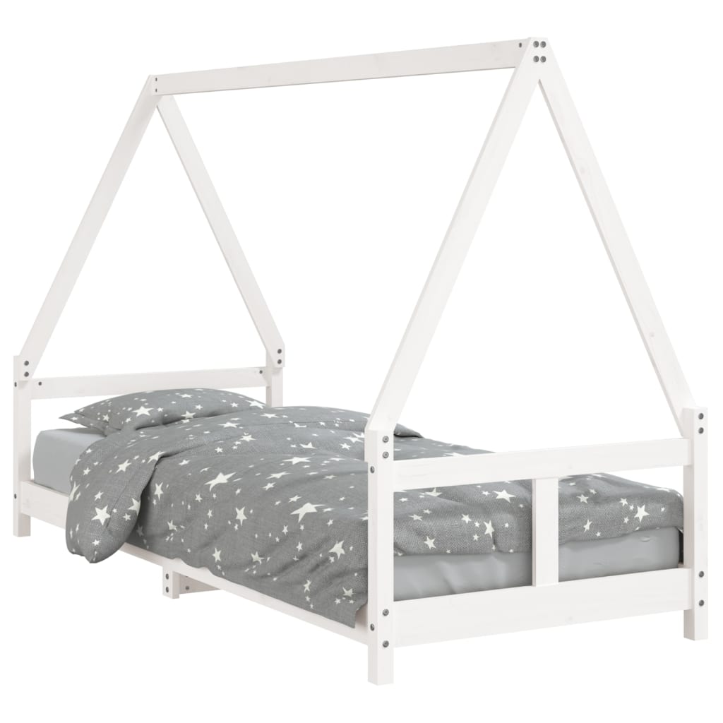 Kinderbedframe 80x200 cm massief grenenhout wit