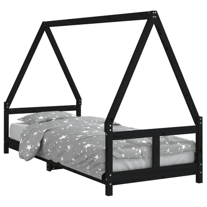 Kinderbedframe 80x200 cm massief grenenhout zwart