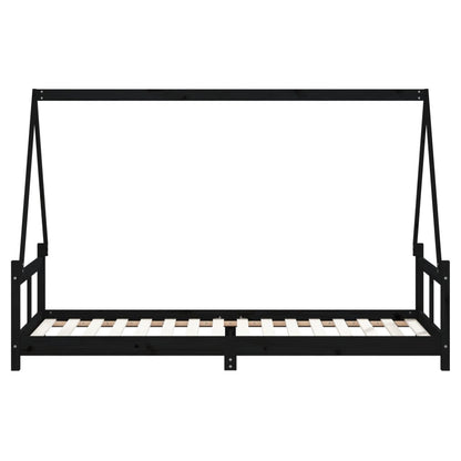 Kinderbedframe 80x200 cm massief grenenhout zwart