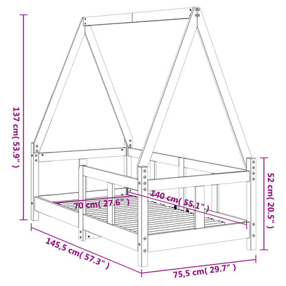 Kinderbedframe 70x140 cm massief grenenhout