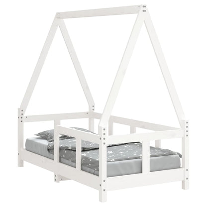 Kinderbedframe 70x140 cm massief grenenhout wit