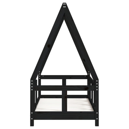 Kinderbedframe 70x140 cm massief grenenhout zwart