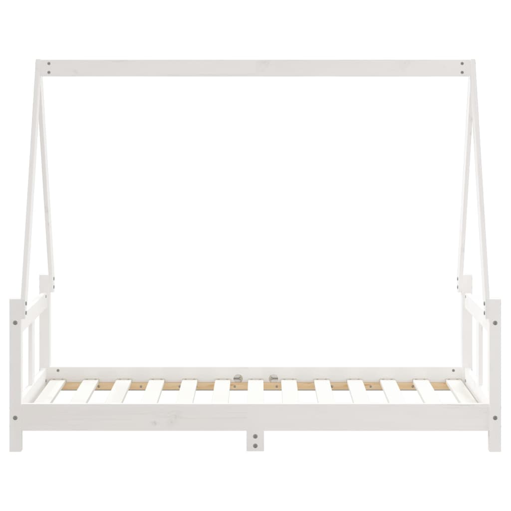 Kinderbedframe 80x160 cm massief grenenhout wit