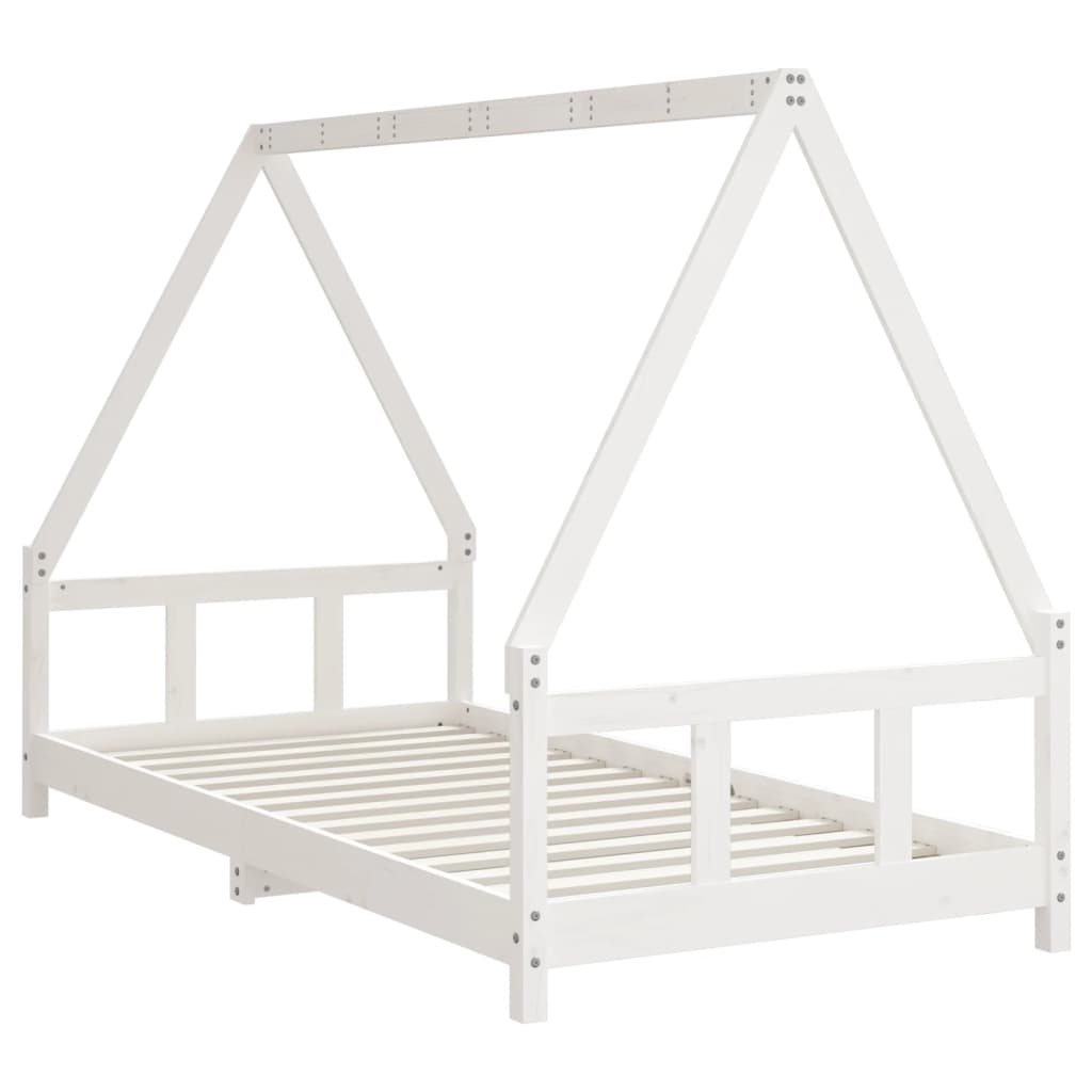 Kinderbedframe 90x190 cm massief grenenhout wit