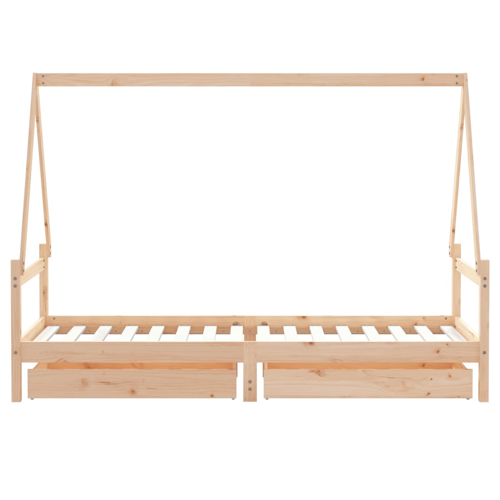 Kinderbedframe met lades 80x200 cm massief grenenhout