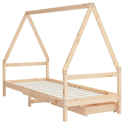 Kinderbedframe met lades 80x200 cm massief grenenhout