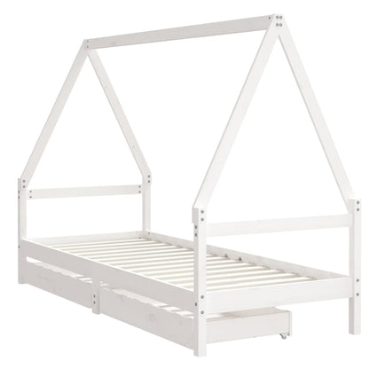 Kinderbedframe met lades 80x200 cm massief grenenhout wit