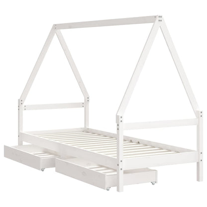 Kinderbedframe met lades 80x200 cm massief grenenhout wit