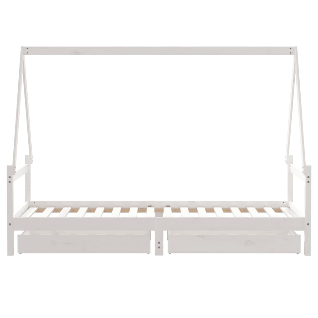 Kinderbedframe met lades 80x200 cm massief grenenhout wit