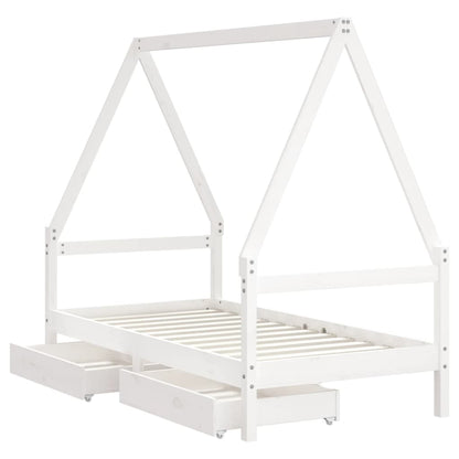 Kinderbedframe met lades 80x160 cm massief grenenhout wit