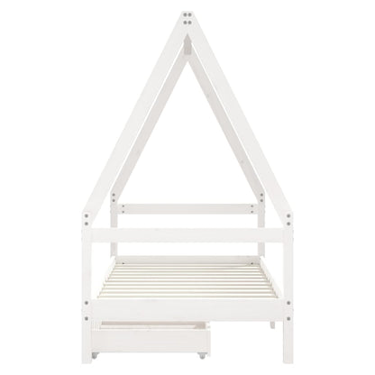 Kinderbedframe met lades 80x160 cm massief grenenhout wit