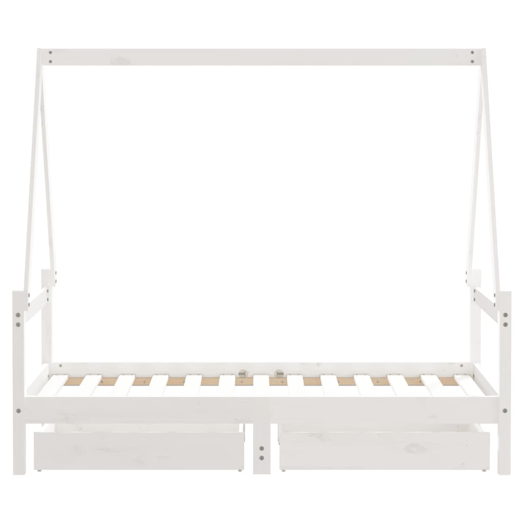 Kinderbedframe met lades 80x160 cm massief grenenhout wit