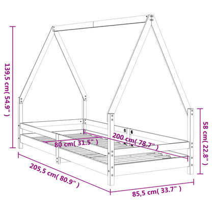 Kinderbedframe 80x200 cm massief grenenhout