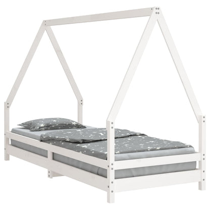 Kinderbedframe 80x200 cm massief grenenhout wit