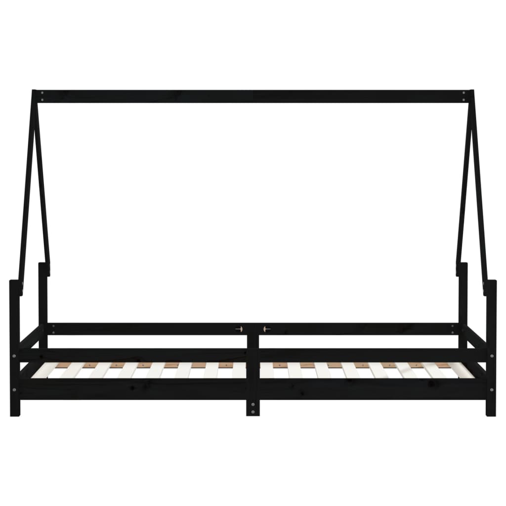 Kinderbedframe 90x200 cm massief grenenhout zwart