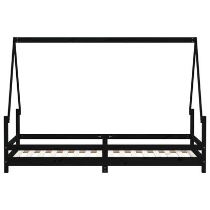 Kinderbedframe 90x200 cm massief grenenhout zwart