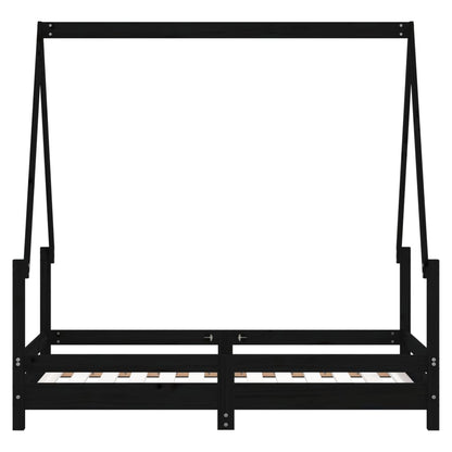 Kinderbedframe 70x140 cm massief grenenhout zwart