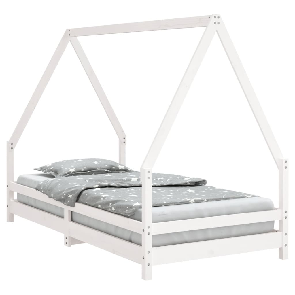 Kinderbedframe 90x190 cm massief grenenhout wit