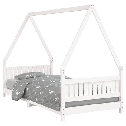 Kinderbedframe 90x200 cm massief grenenhout wit