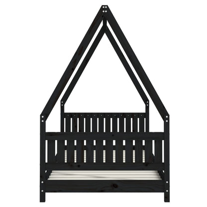 Kinderbedframe 90x200 cm massief grenenhout zwart