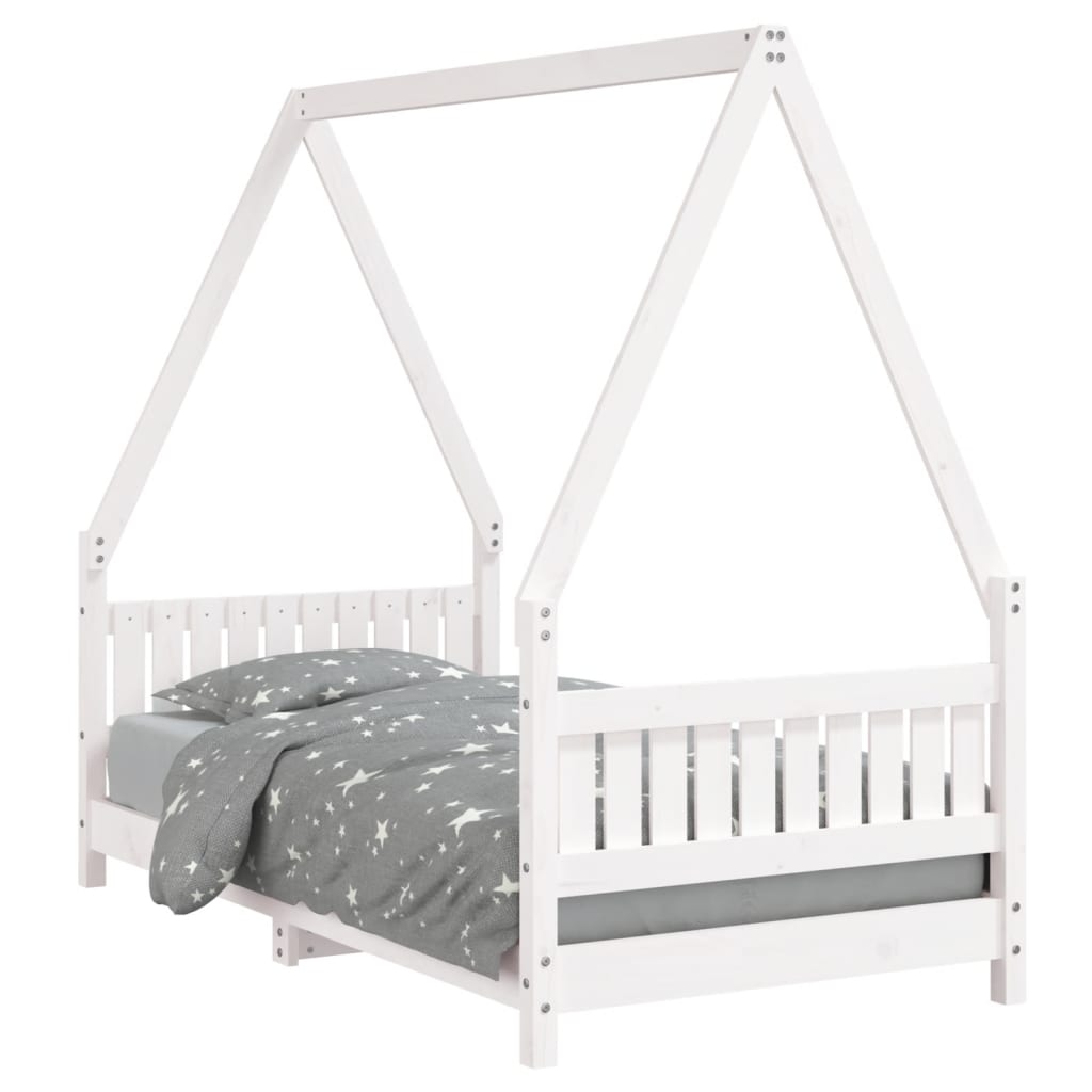 Kinderbedframe 80x160 cm massief grenenhout wit