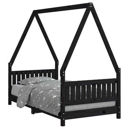 Kinderbedframe 80x160 cm massief grenenhout zwart