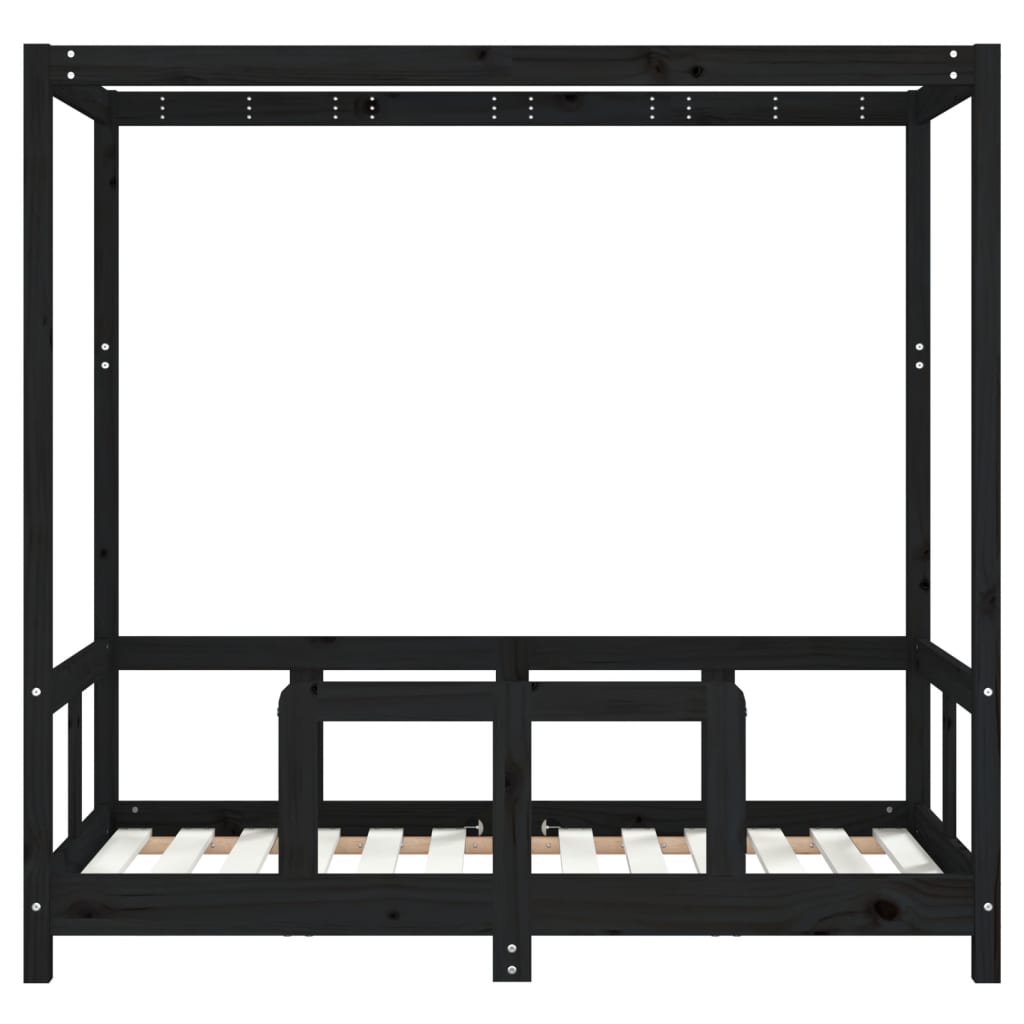 Kinderbedframe 70x140 cm massief grenenhout zwart