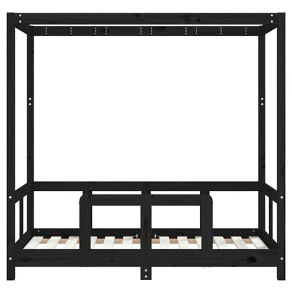 Kinderbedframe 70x140 cm massief grenenhout zwart