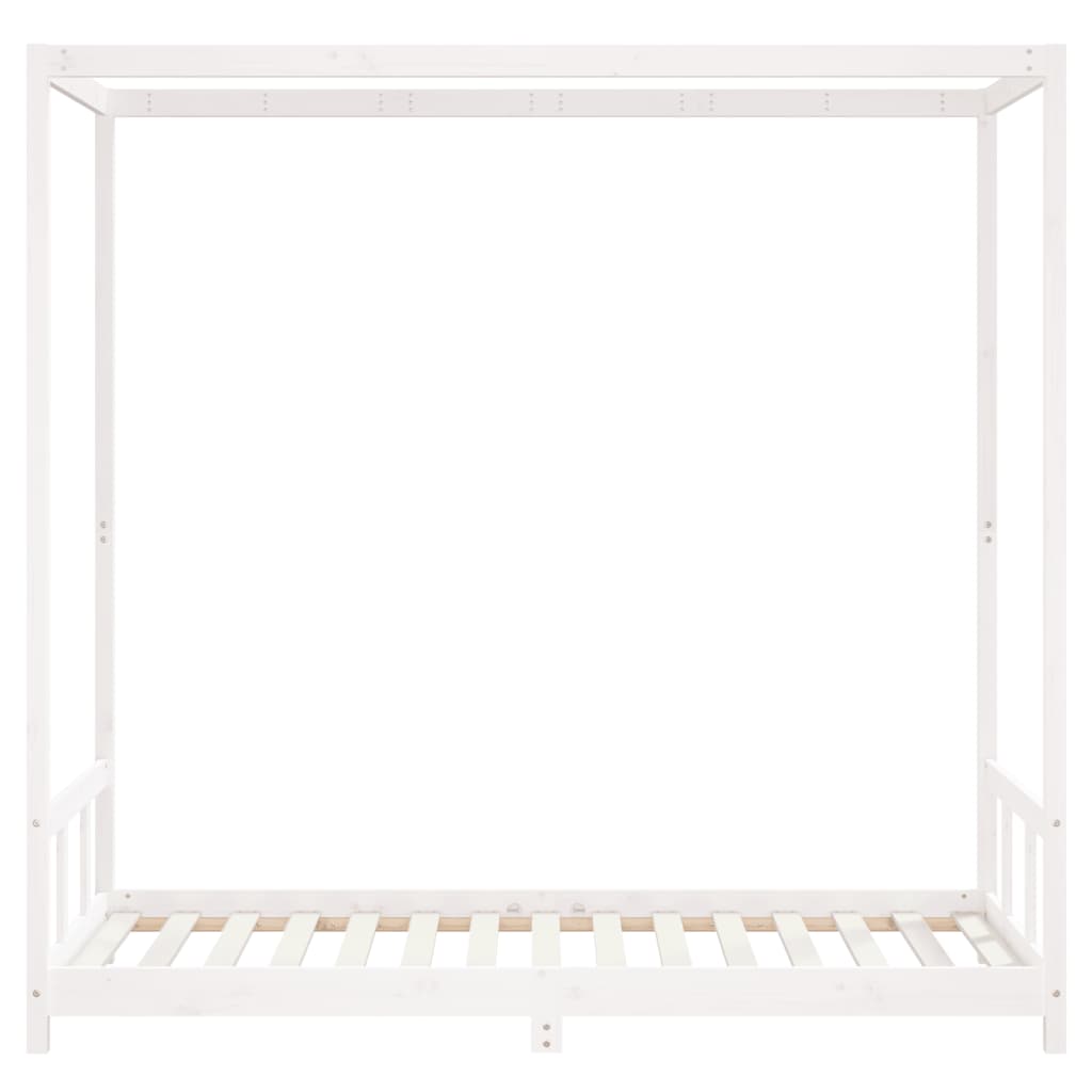 Kinderbedframe 90x190 cm massief grenenhout wit