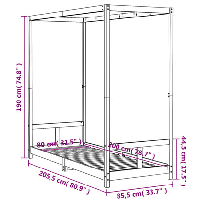 Kinderbedframe 80x200 cm massief grenenhout wit