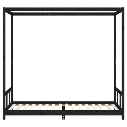 Kinderbedframe 90x200 cm massief grenenhout zwart