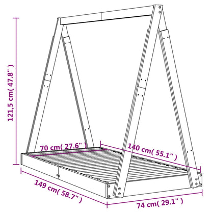 Kinderbedframe 70x140 cm massief grenenhout