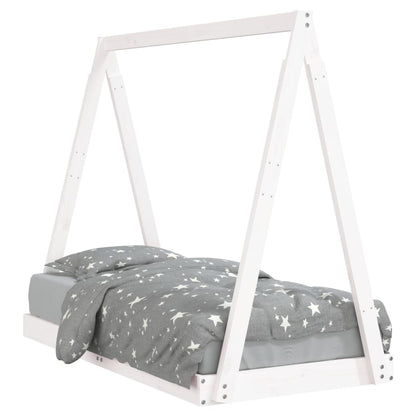 Kinderbedframe 70x140 cm massief grenenhout wit