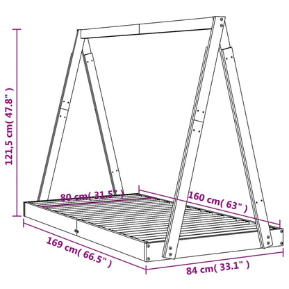 Kinderbedframe 80x160 cm massief grenenhout wit