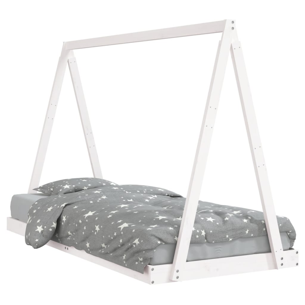 Kinderbedframe 90x200 cm massief grenenhout wit