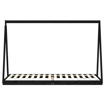 Kinderbedframe 90x200 cm massief grenenhout zwart