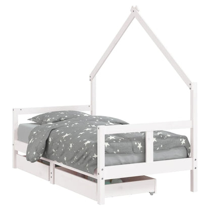 Kinderbedframe met lades 80x160 cm massief grenenhout wit