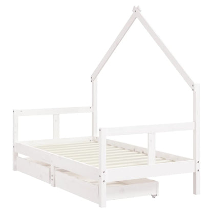 Kinderbedframe met lades 80x160 cm massief grenenhout wit