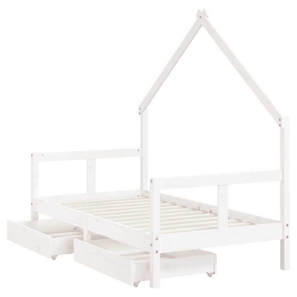 Kinderbedframe met lades 80x160 cm massief grenenhout wit